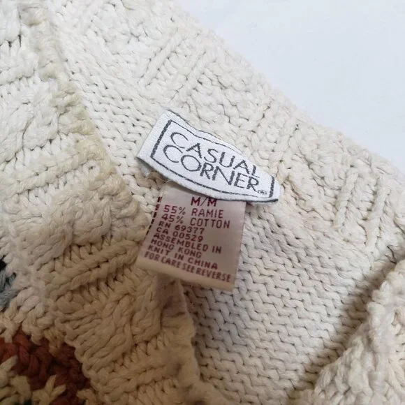 Vintage Embroidered Floral Knit Sweater Womens Size M Cottagecore Grannycore - Picture 4 of 7